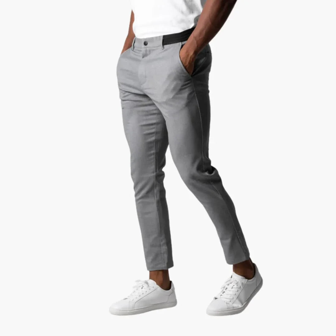 Elastische chino voor heren met tailleband en rechte pijpen