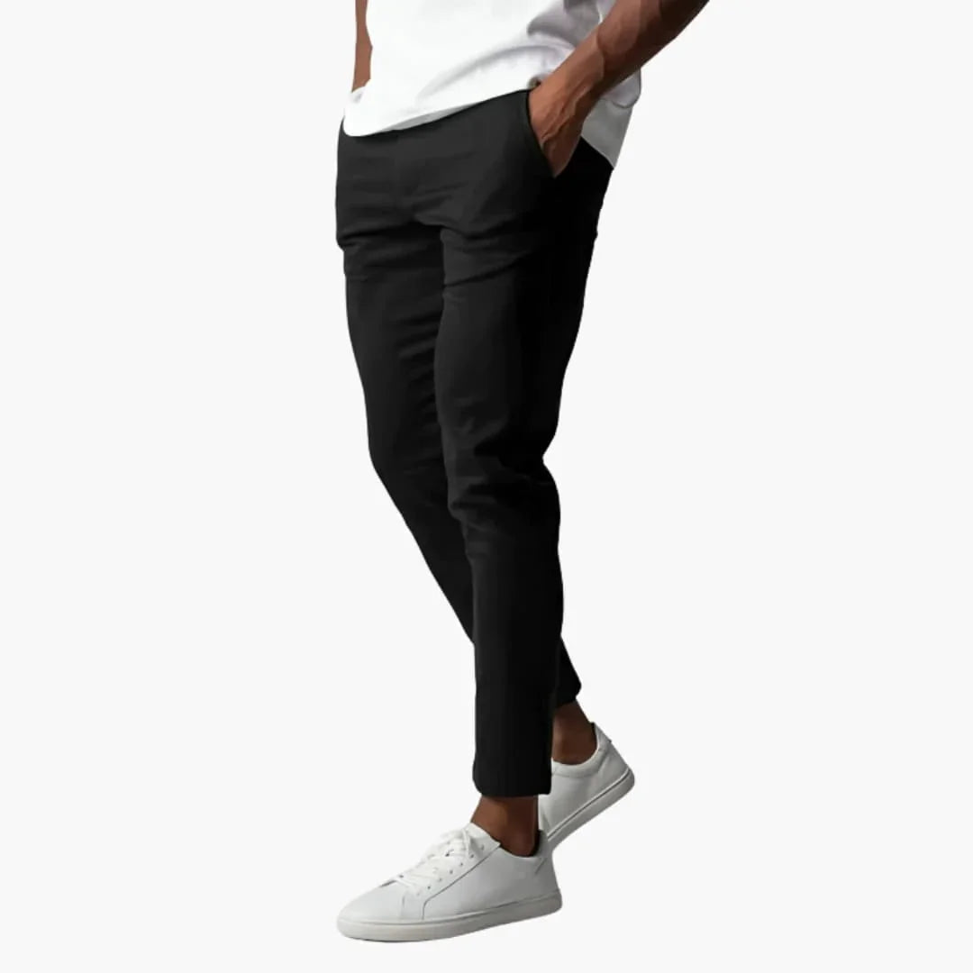 Elastische chino voor heren met tailleband en rechte pijpen