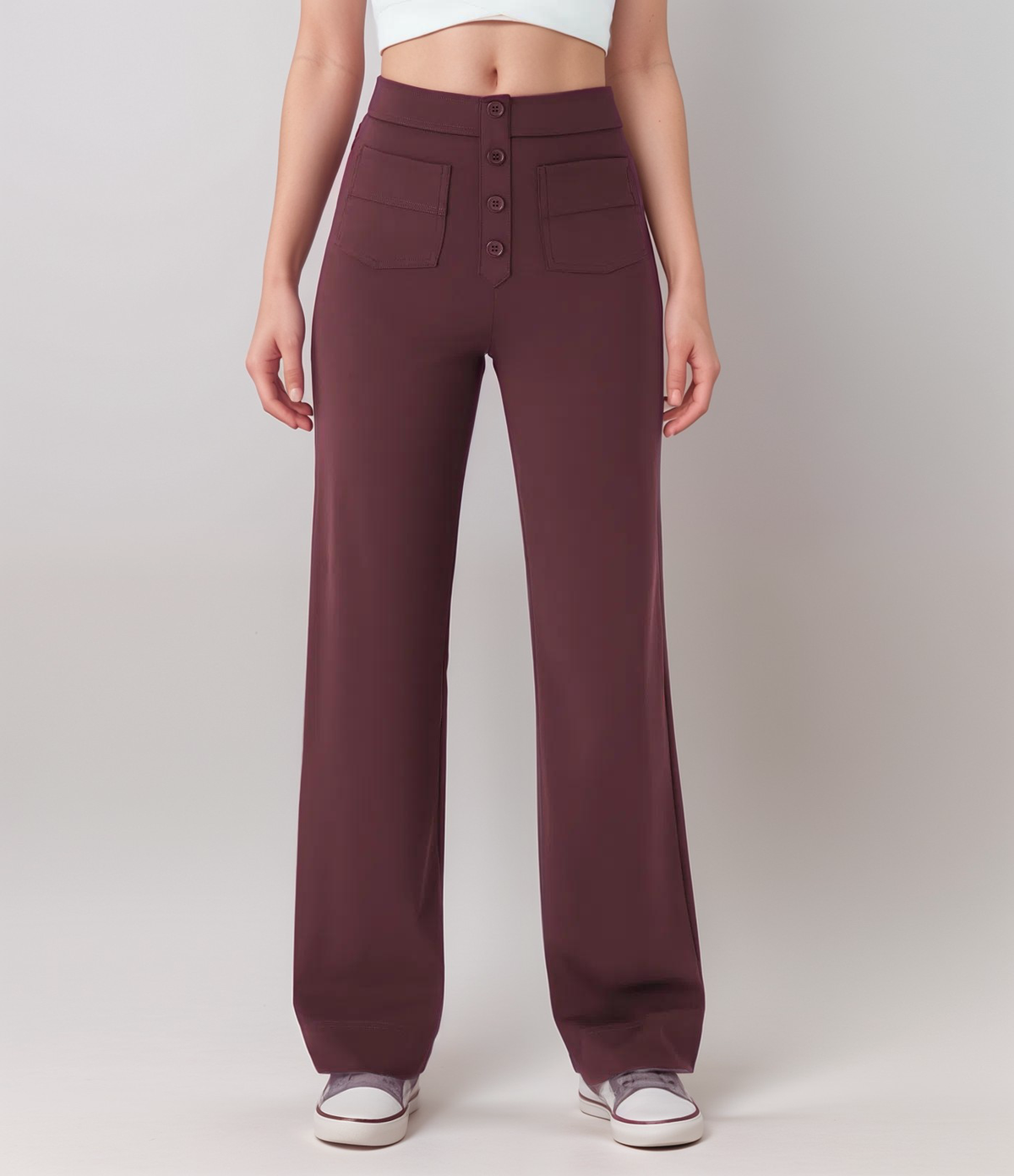 Elastische damesbroek met hoge taille van zachte stof