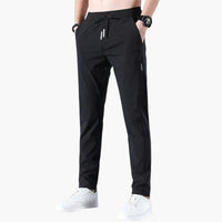 Elastische herenbroek met elastische tailleband en rechte pijpen