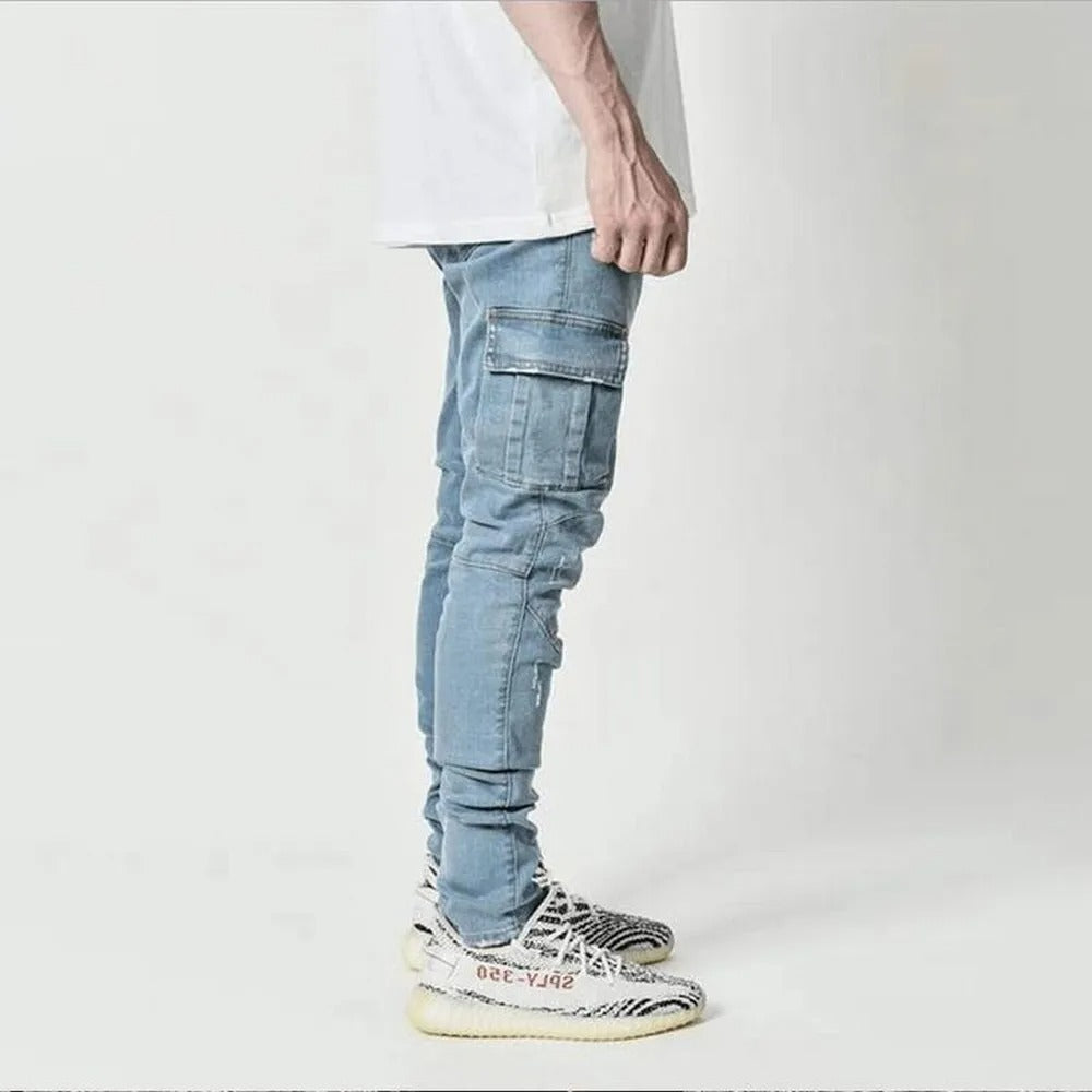 Elastische herenjeans met meerdere zakken