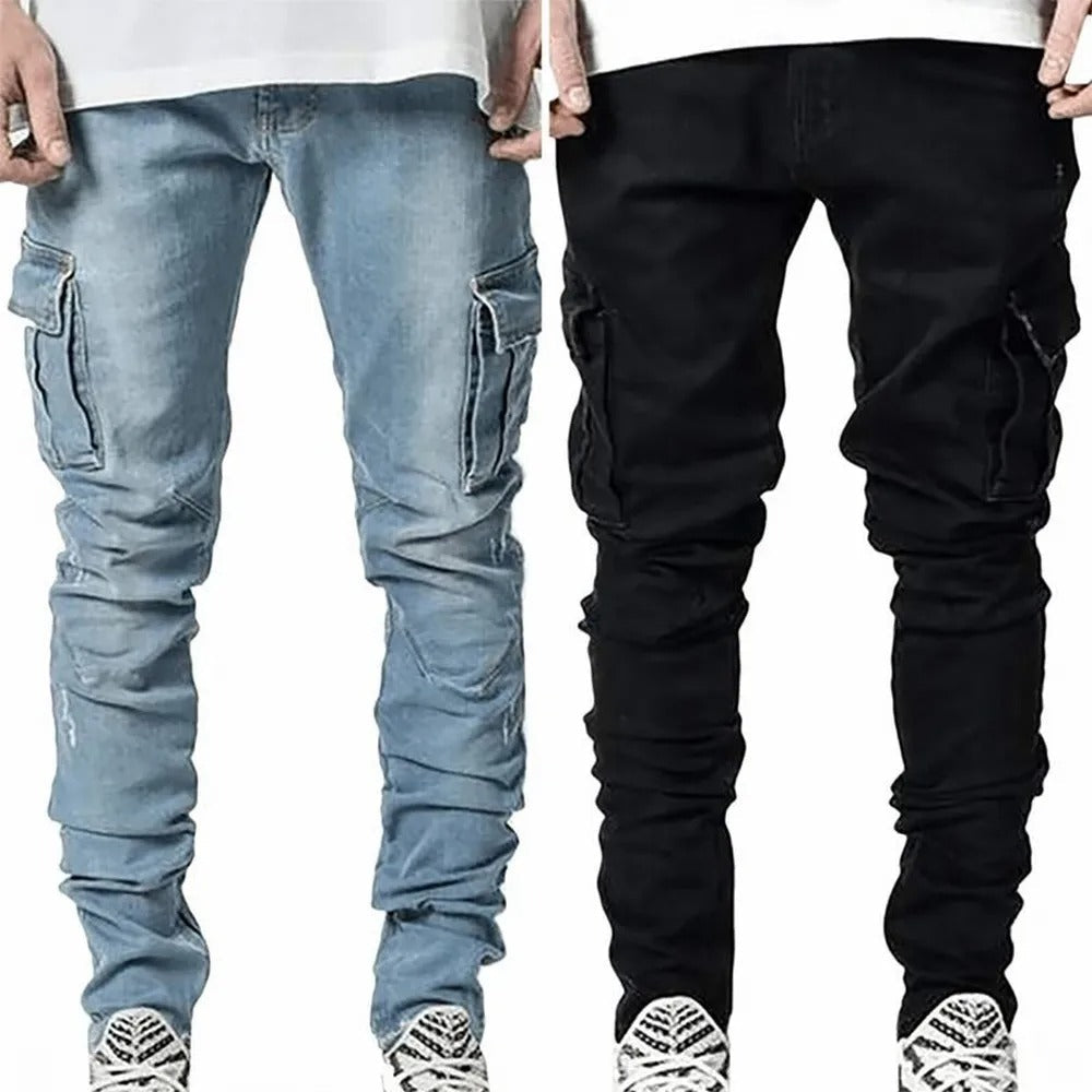 Elastische herenjeans met meerdere zakken