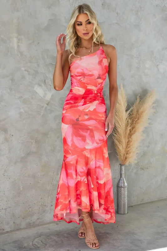 Elegante bloemen midi-jurk voor warm weer