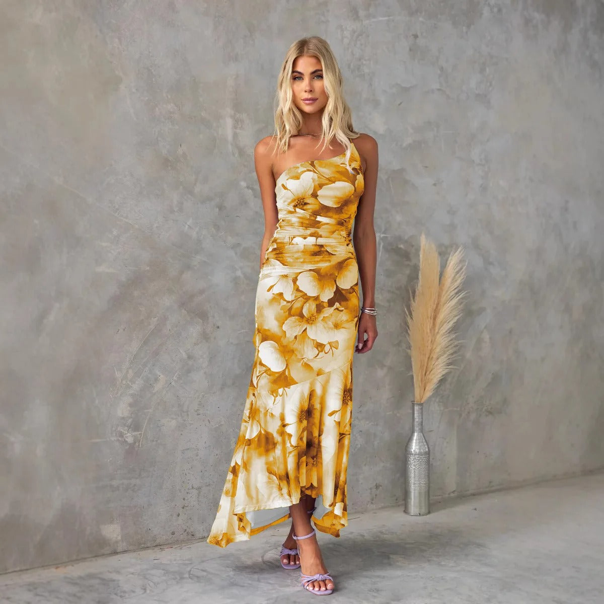 Elegante bloemen midi-jurk voor warm weer