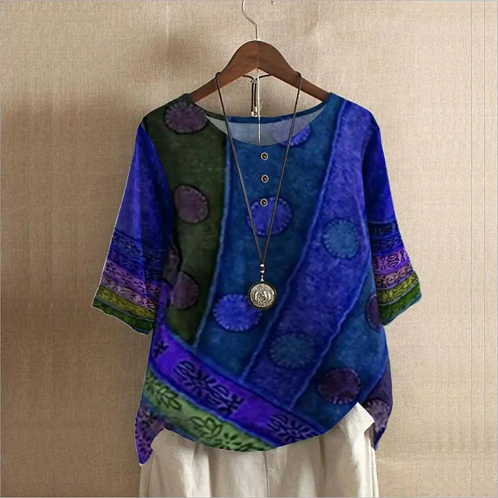 Elegante blouse met ronde hals