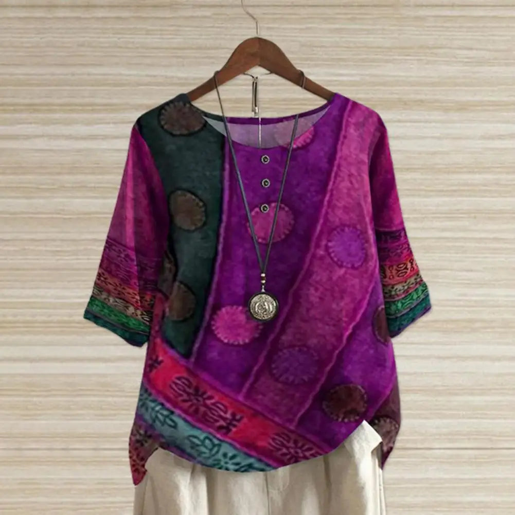 Elegante blouse met ronde hals