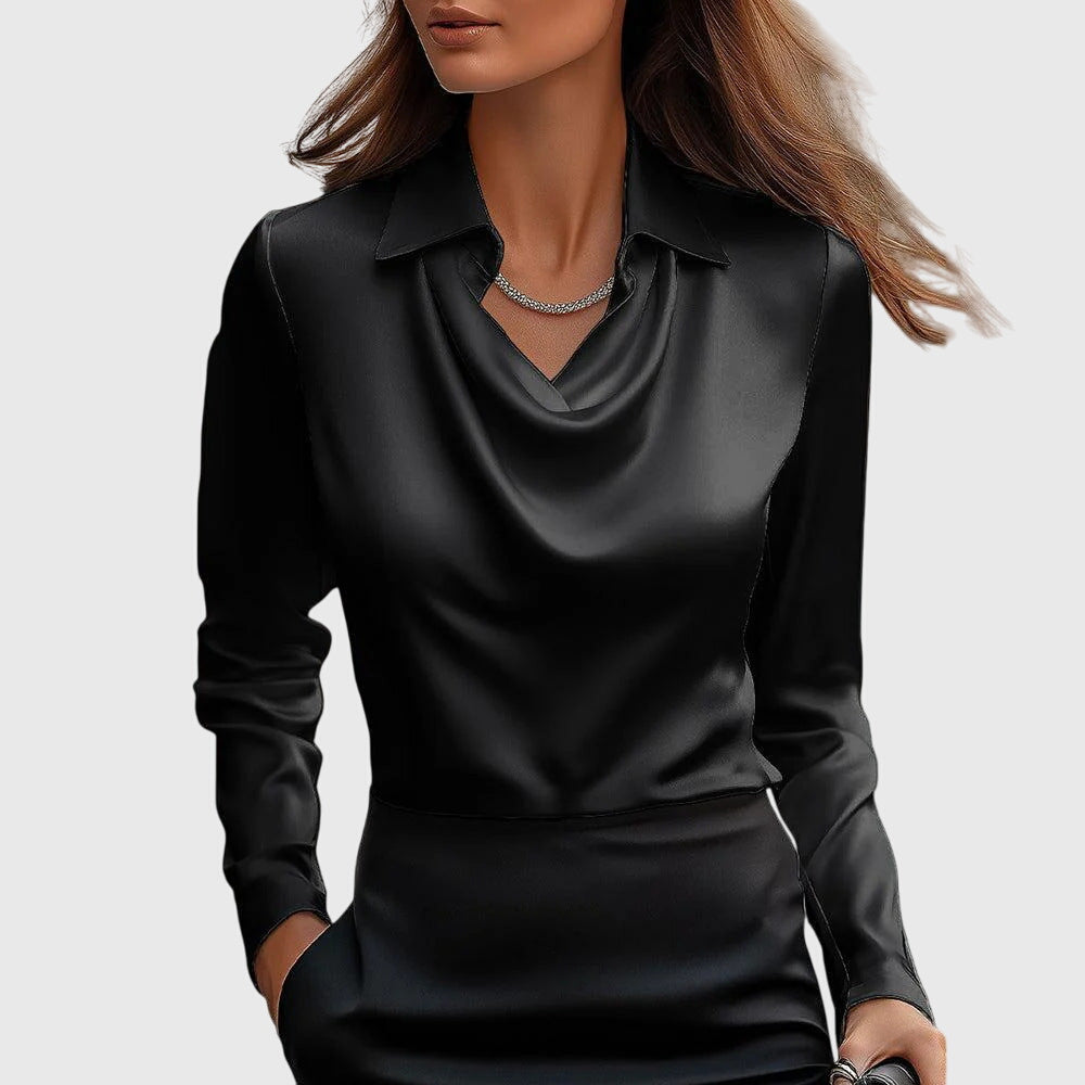 Elegante damesblouse met plooien en soepelvallende pasvorm van fijne stof voor dagelijks gebruik