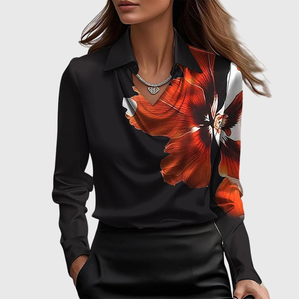 Elegante damesblouse met plooien en soepelvallende pasvorm van fijne stof voor dagelijks gebruik
