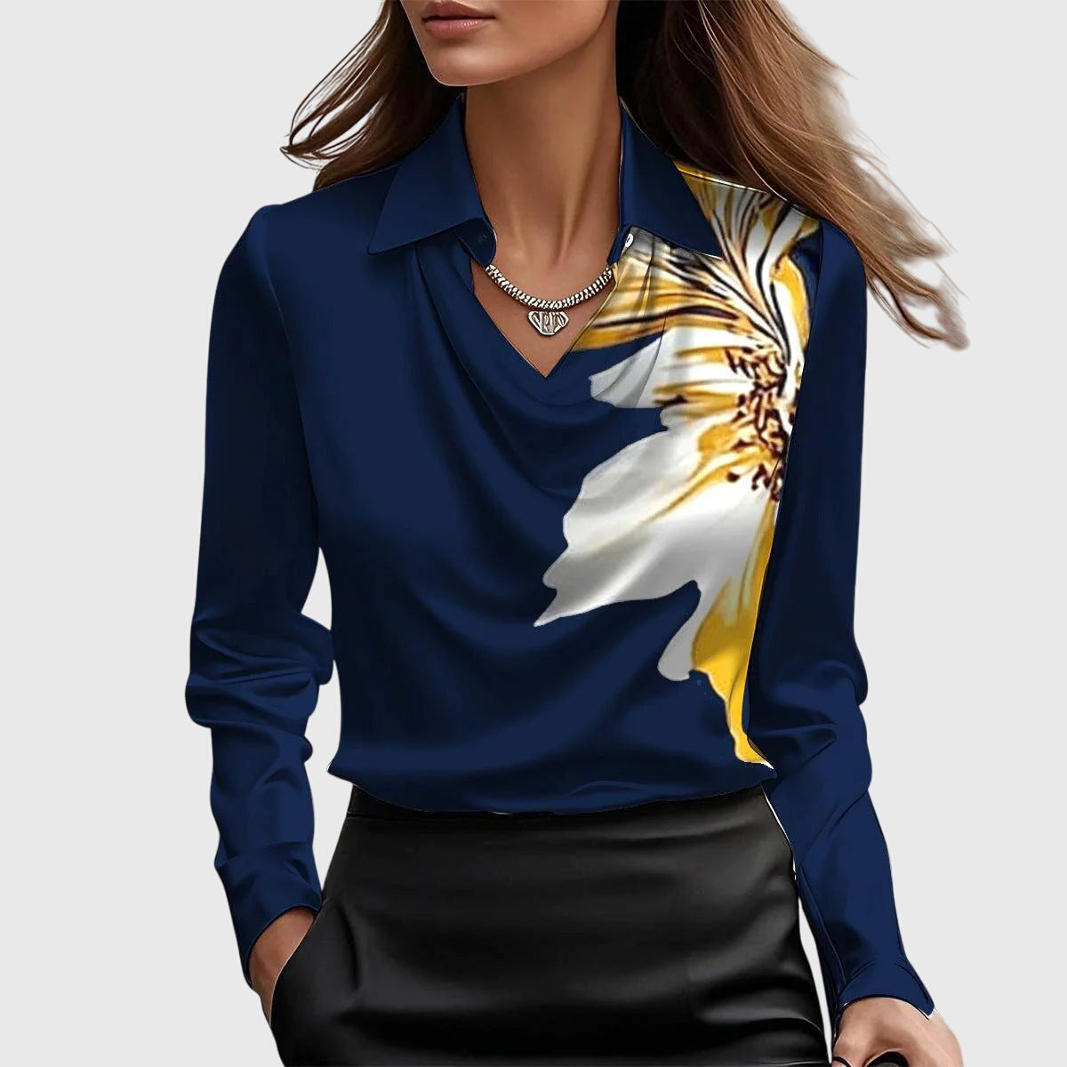 Elegante damesblouse met plooien en soepelvallende pasvorm van fijne stof voor dagelijks gebruik