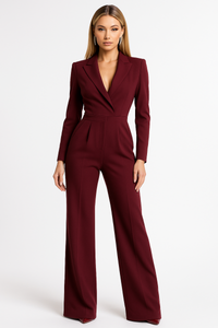 Elegante damesjumpsuit met V-hals en wijde pijpen