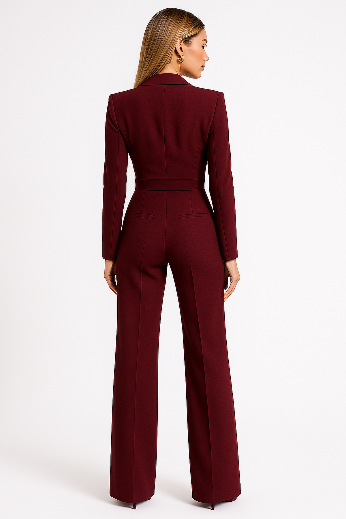 Elegante damesjumpsuit met V-hals en wijde pijpen