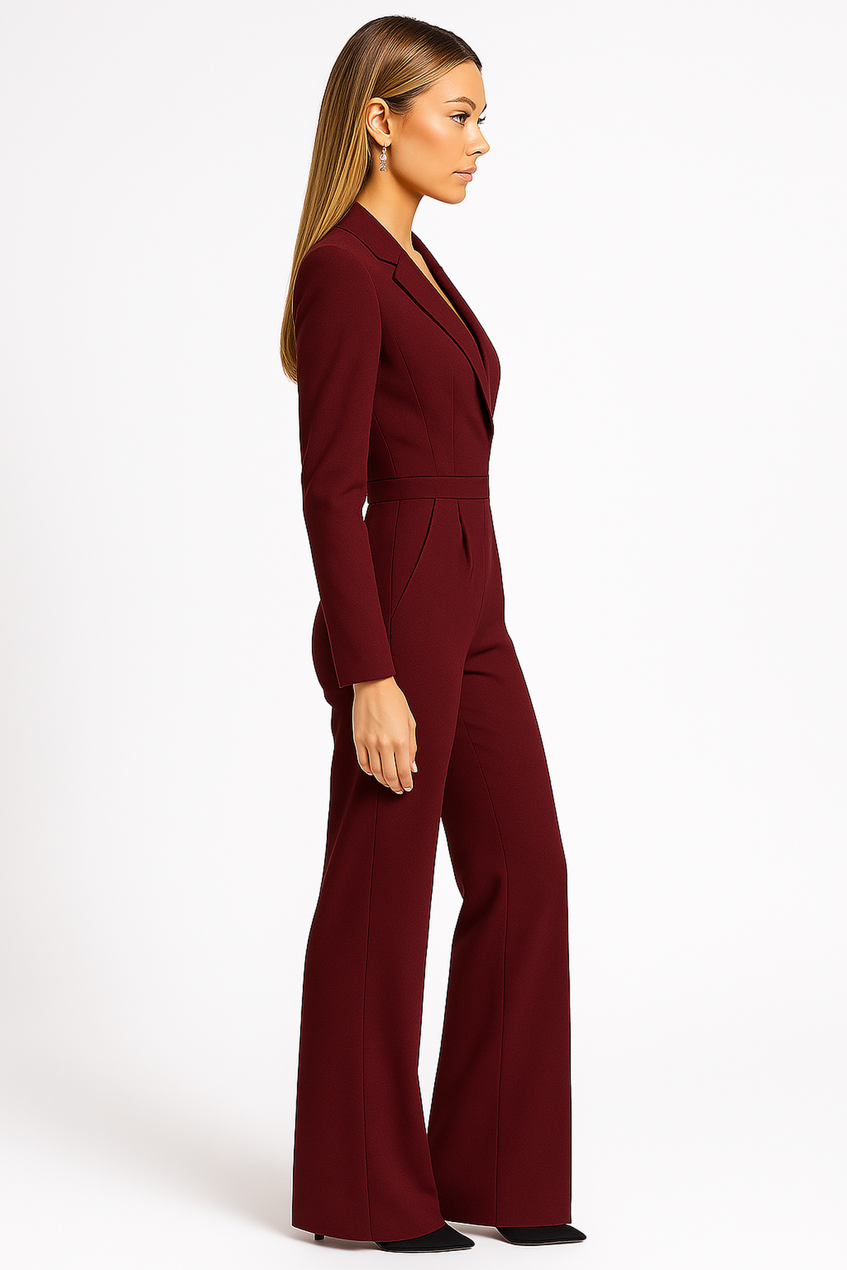 Elegante damesjumpsuit met V-hals en wijde pijpen