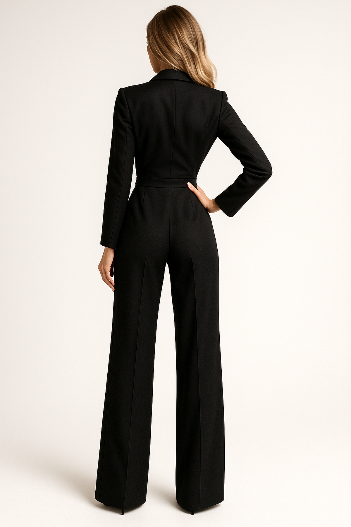 Elegante damesjumpsuit met V-hals en wijde pijpen