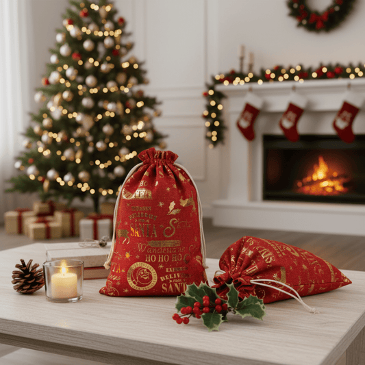 Elegante en milieuvriendelijke stoffen kerstcadeauzak
