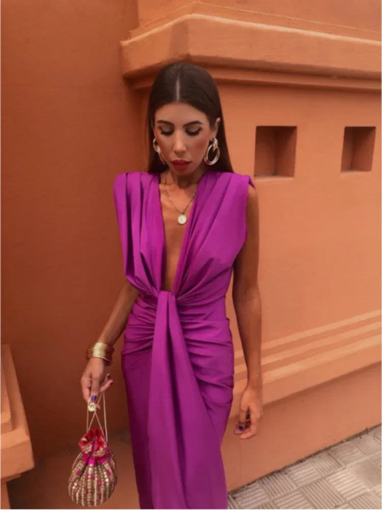 Elegante geplooide maxi-jurk
