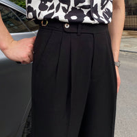 Elegante herenpantalon met bandplooi, hoge taille en tapered fit