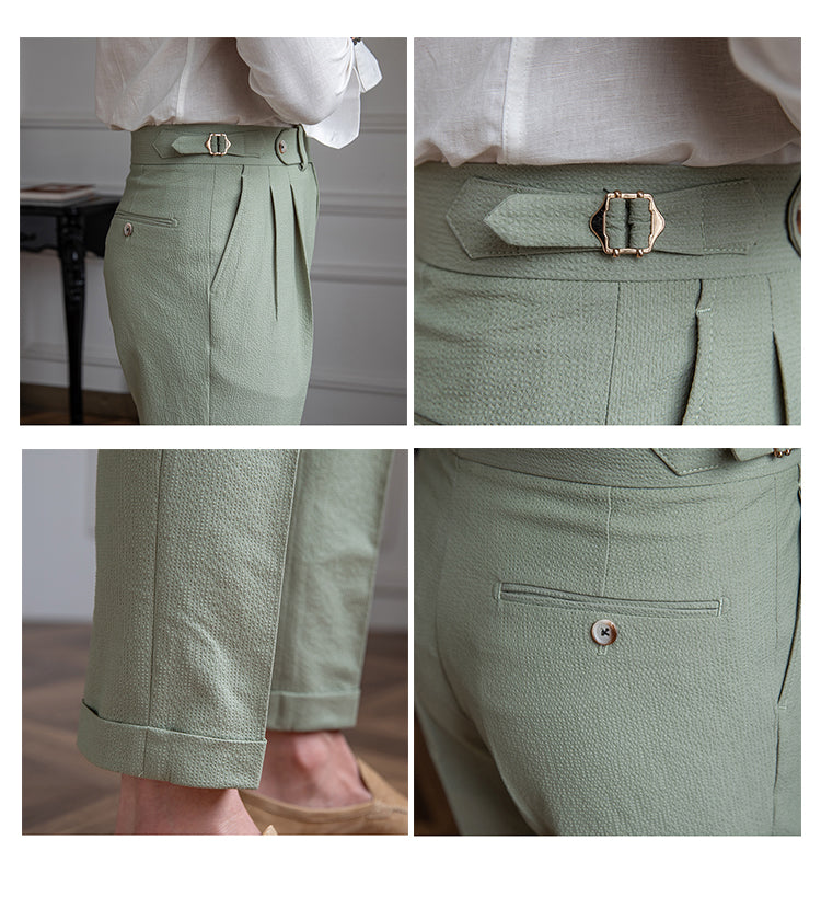 Elegante herenpantalon met bandplooi, hoge taille en tapered fit