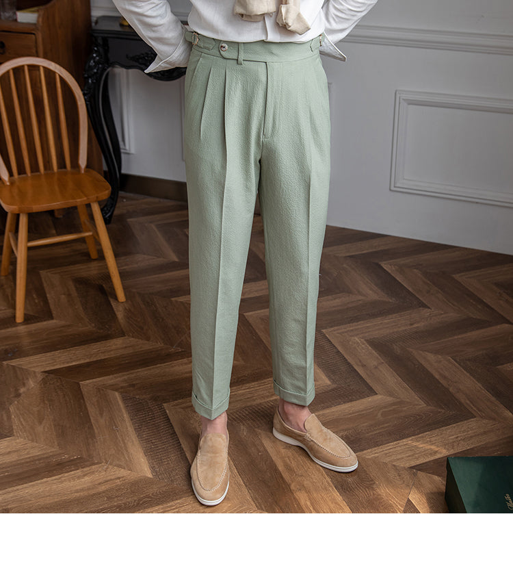 Elegante herenpantalon met bandplooi, hoge taille en tapered fit