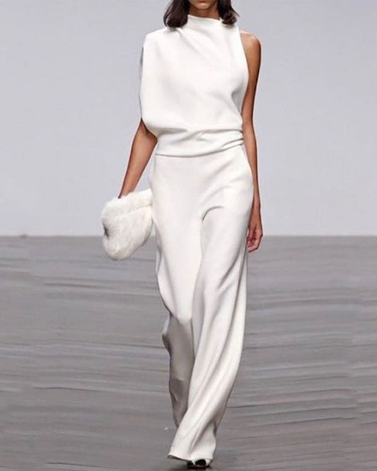 Elegante jumpsuit met hoge kraag