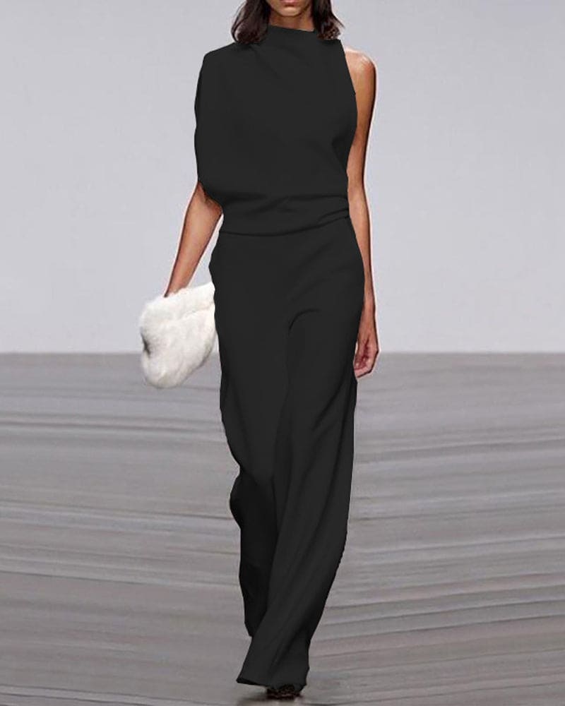 Elegante jumpsuit met hoge kraag