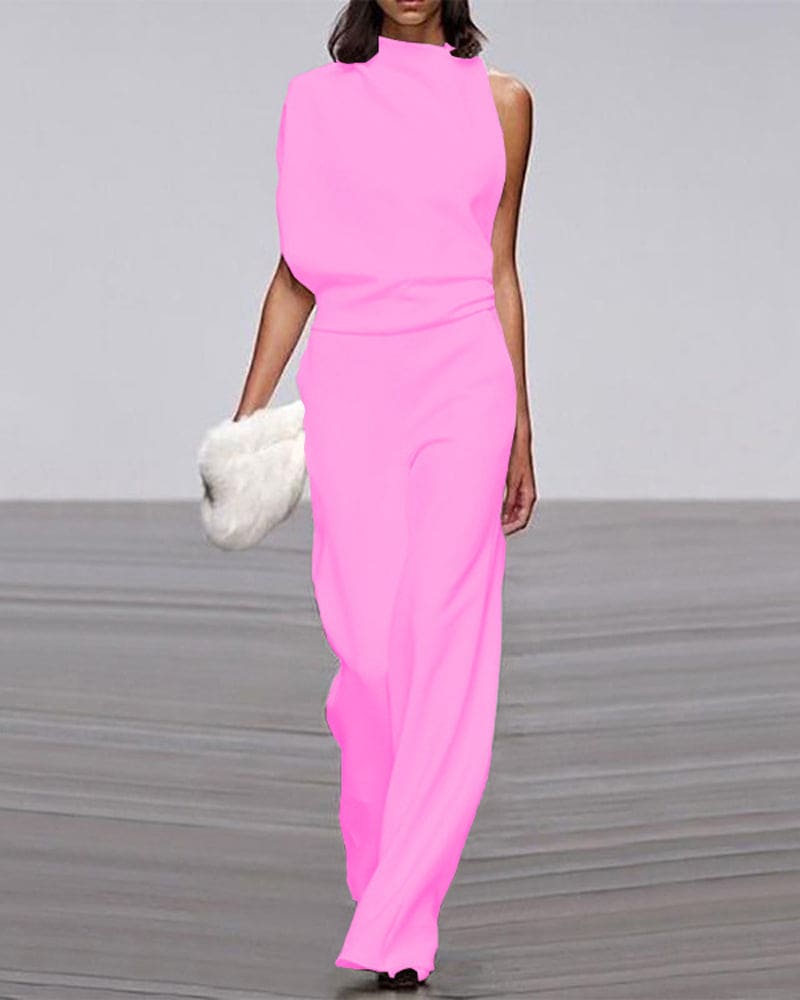 Elegante jumpsuit met hoge kraag