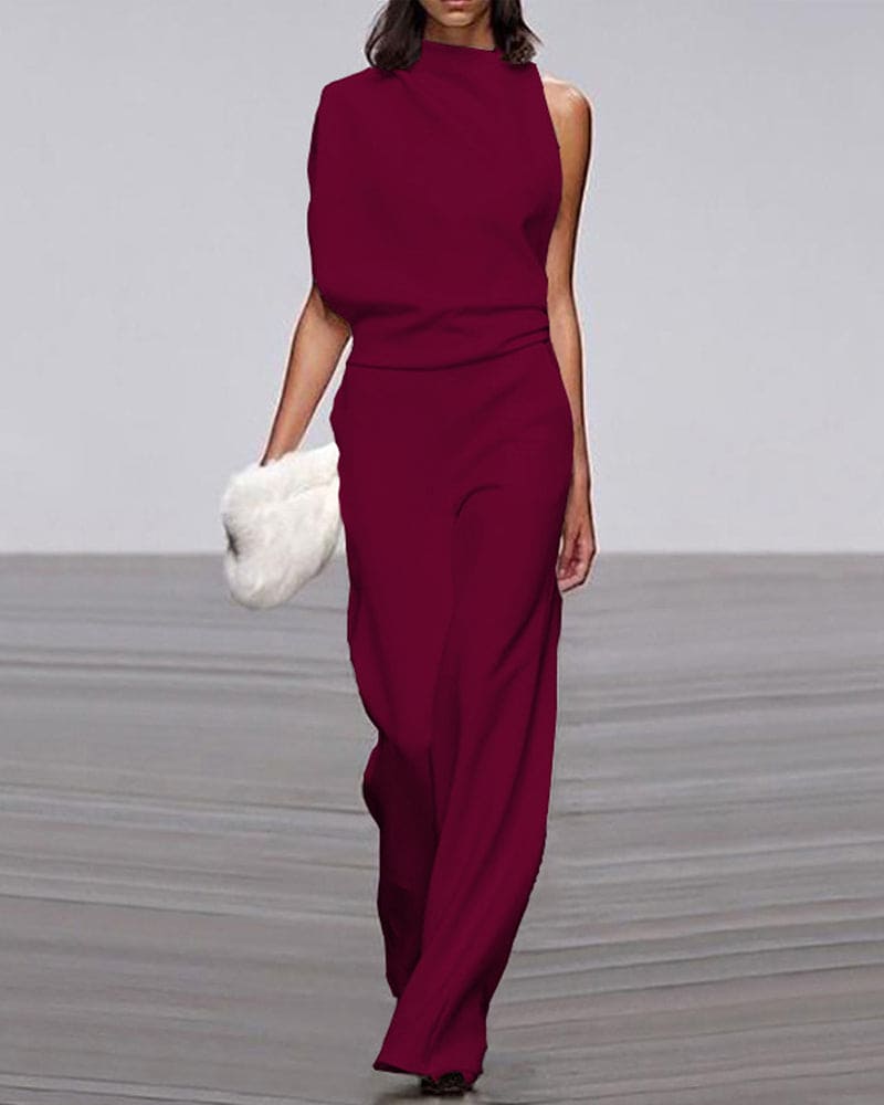 Elegante jumpsuit met hoge kraag
