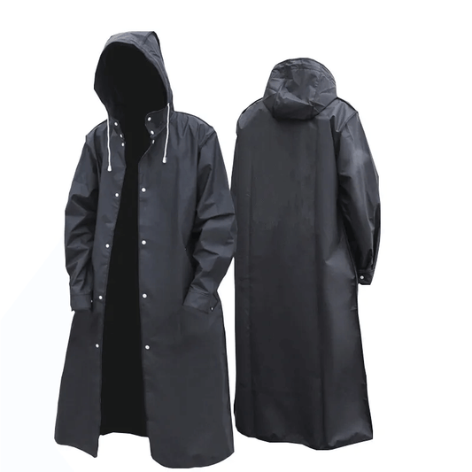 Elegante lange zwarte regenjas