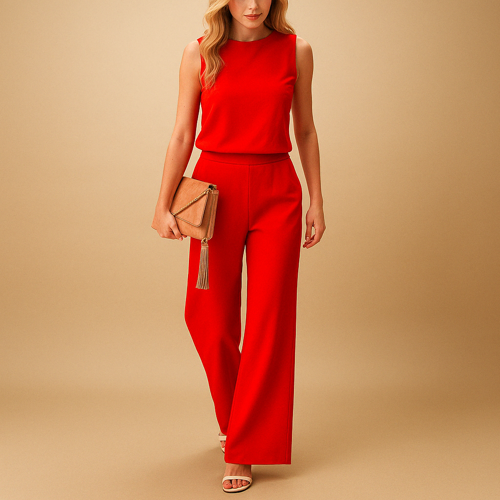 Elegante mouwloze damesjumpsuit met riem