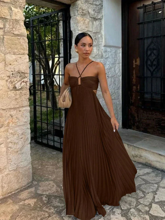 Elegante plissé maxi-jurk voor elke gelegenheid