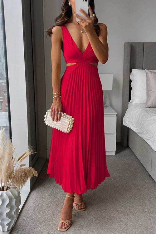 Elegante plissé midi-jurk