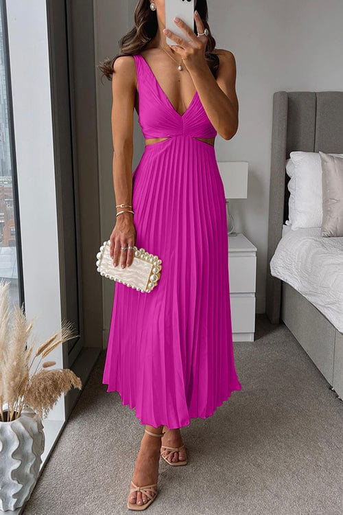 Elegante plissé midi-jurk