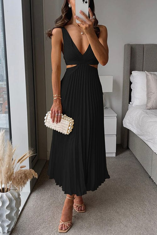 Elegante plissé midi-jurk