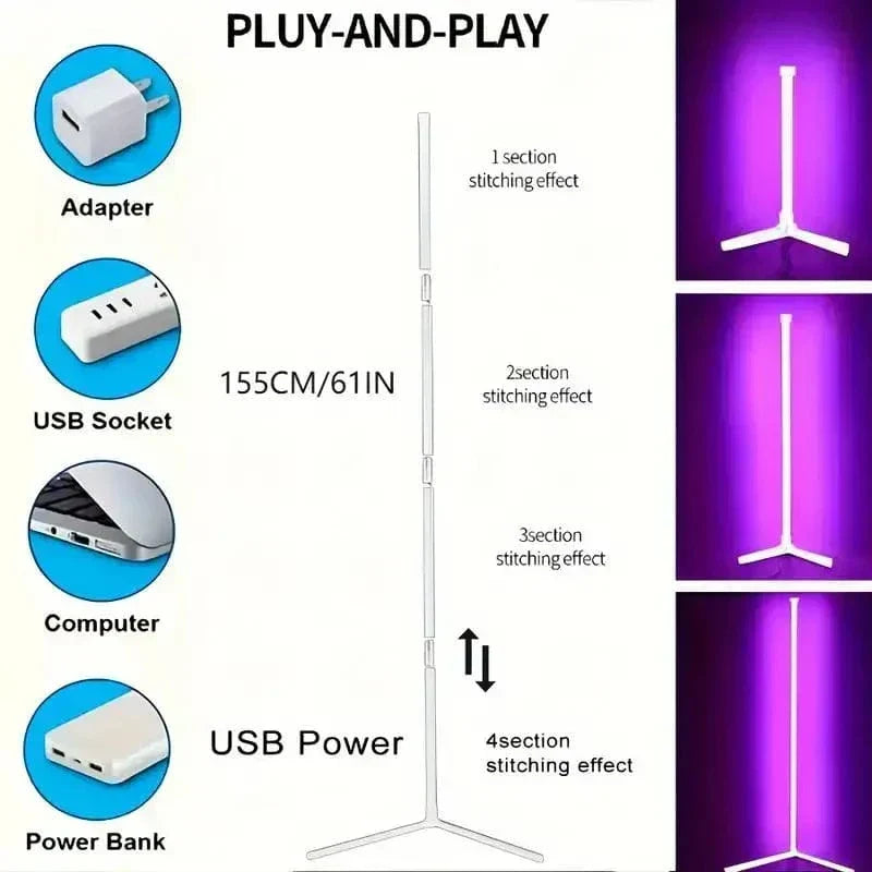 Elegante RGB Hoeklamp met Afstandsbediening - Moderne Verlichting