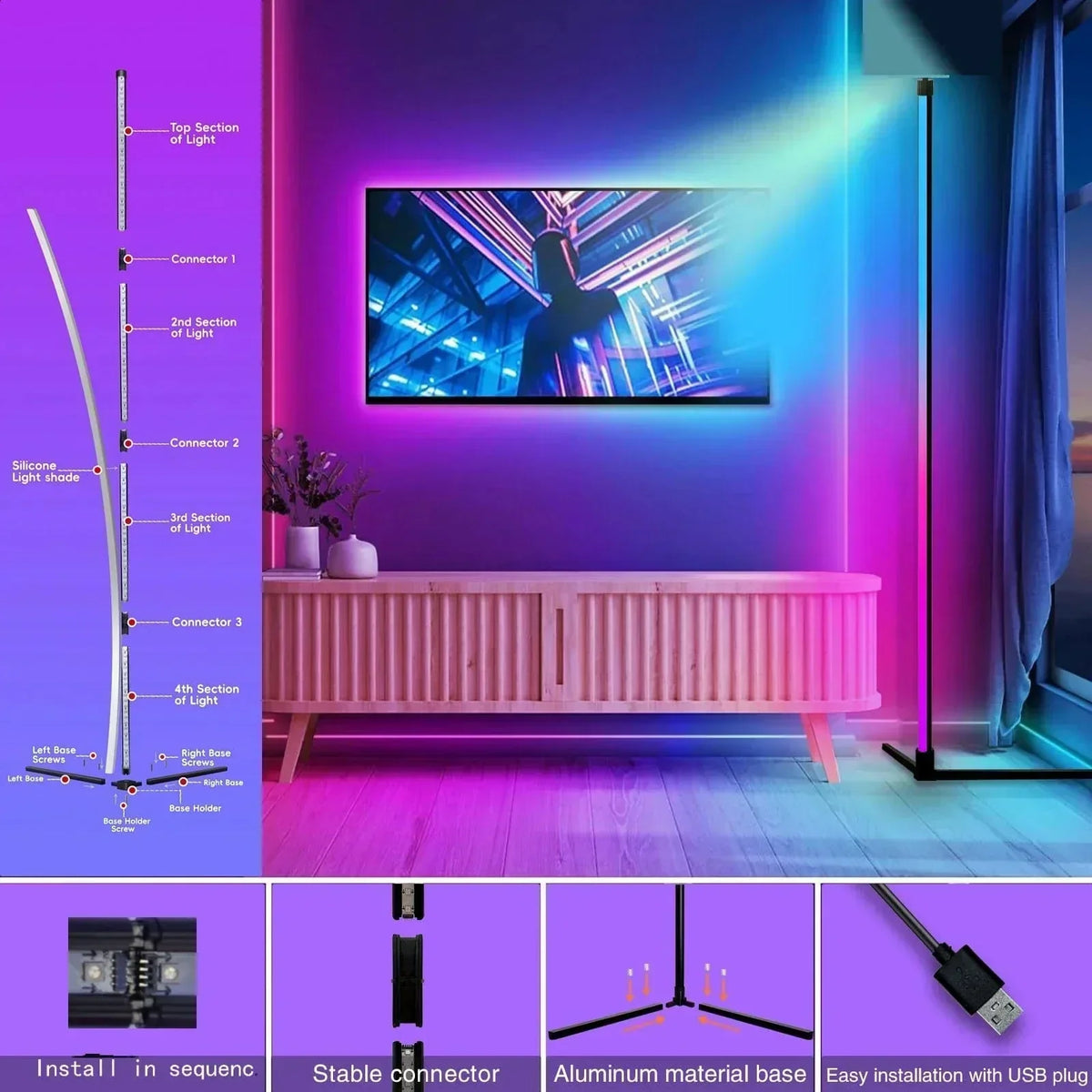 Elegante RGB Hoeklamp met Afstandsbediening – Moderne Verlichting
