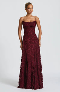 Elegante rugloze kanten maxi-jurk