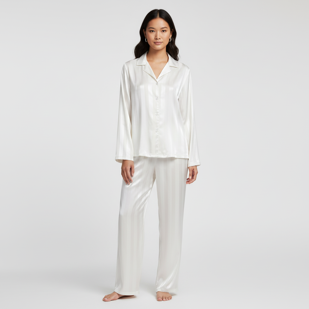 Elegante satijnen dames set met top en lange broek