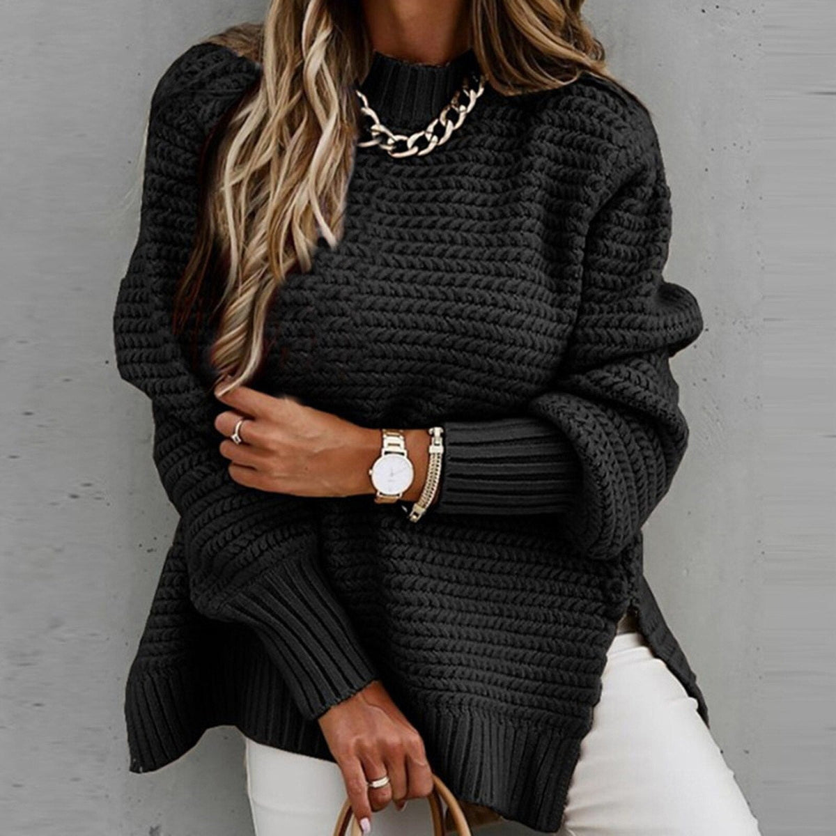Elegante trui met halfhoge kraag - Herfsttrui