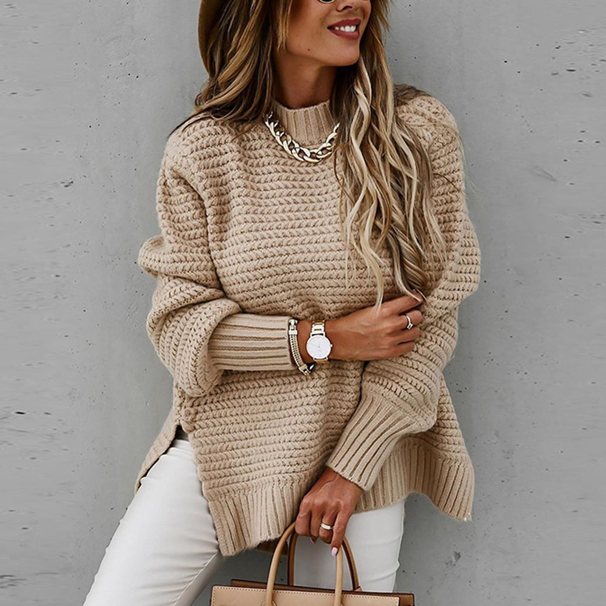 Elegante trui met halfhoge kraag - Herfsttrui