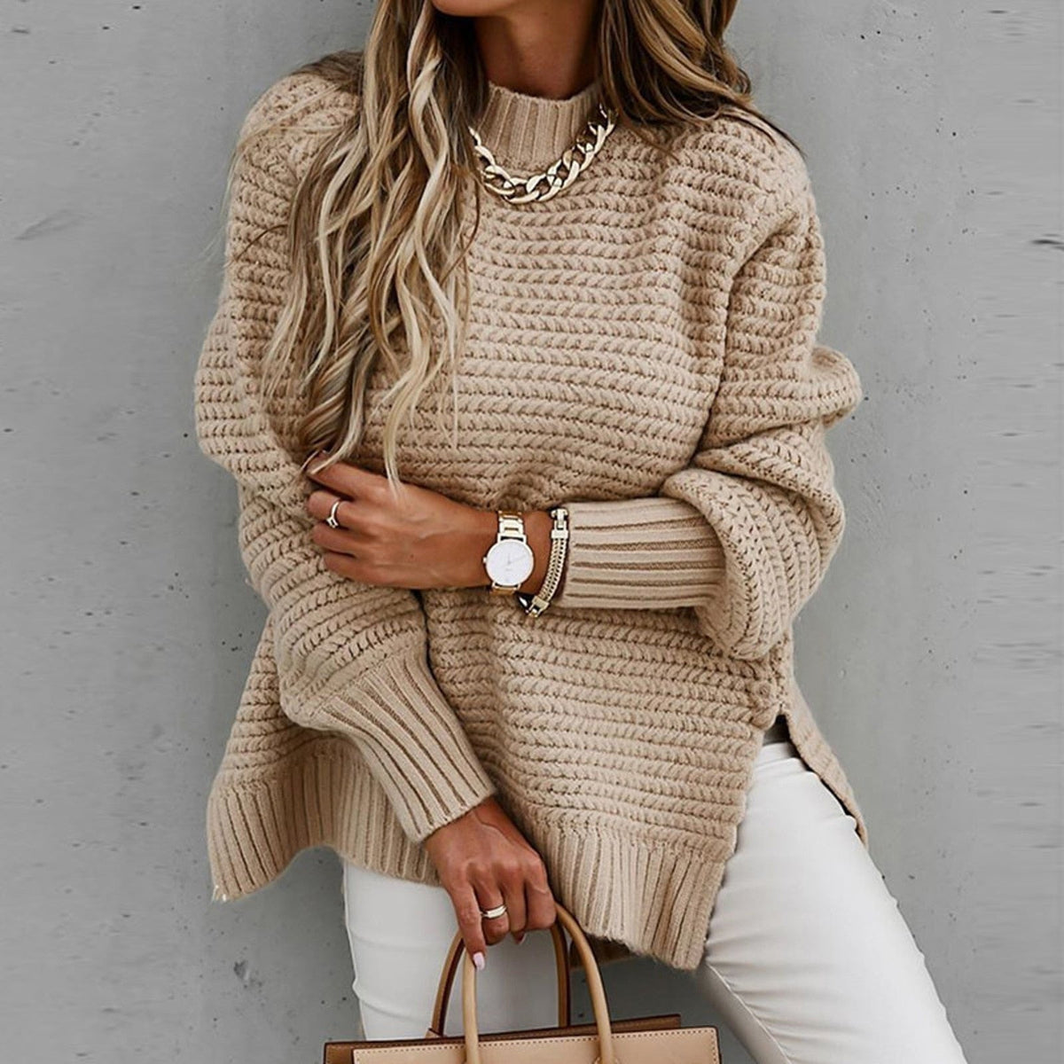 Elegante trui met halfhoge kraag - Herfsttrui