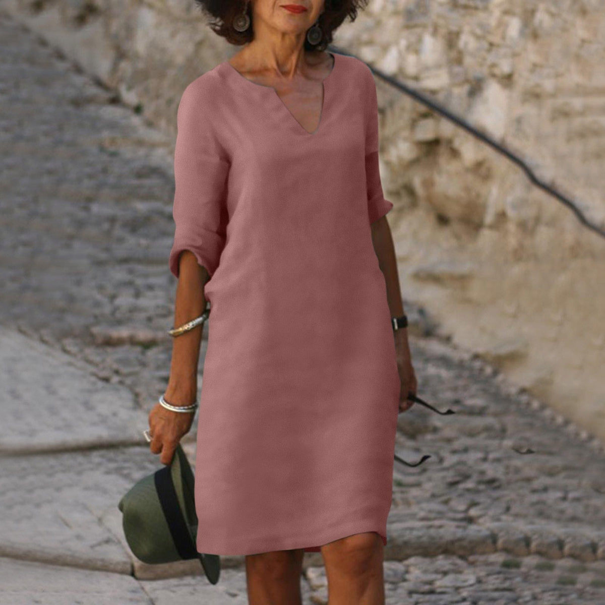 Elegante zomerjurk met V-hals