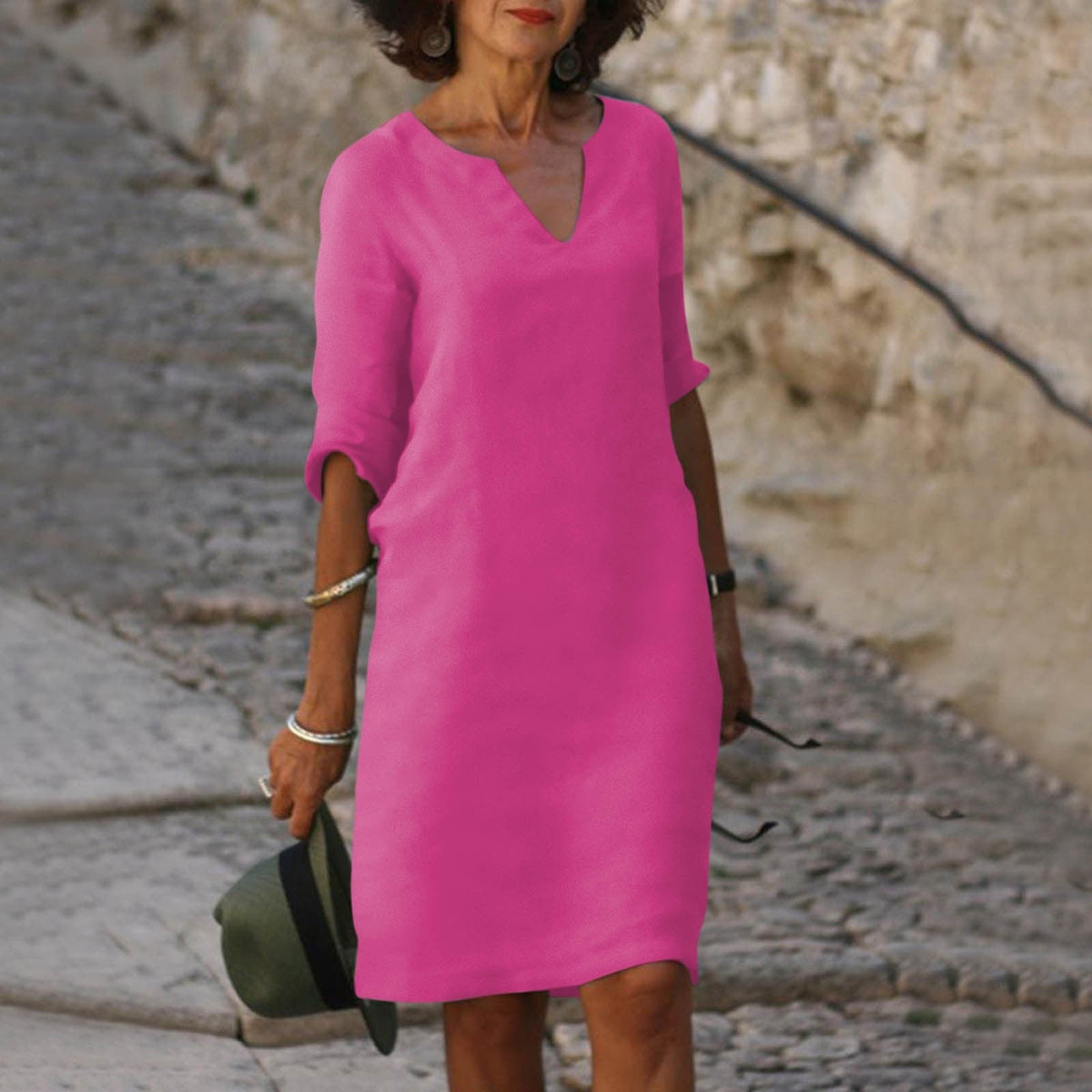 Elegante zomerjurk met V-hals