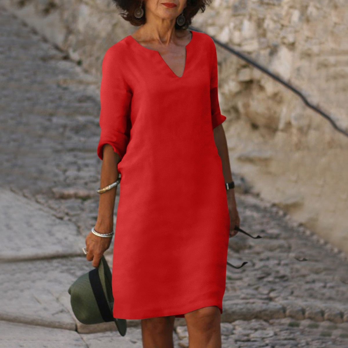 Elegante zomerjurk met V-hals