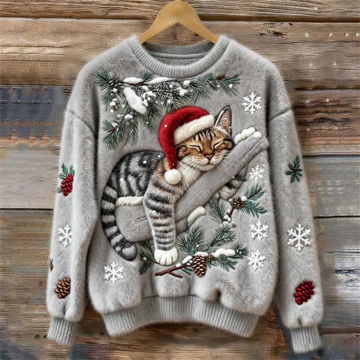 Feestelijke kersttrui met kat