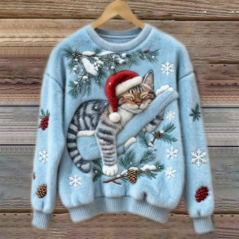 Feestelijke kersttrui met kat