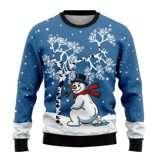 Feestelijke kersttrui voor heren met sneeuwpopopdruk