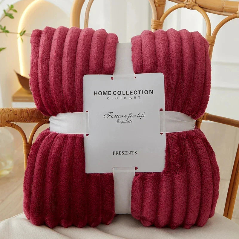 Flanellen fleece deken met brede strepen