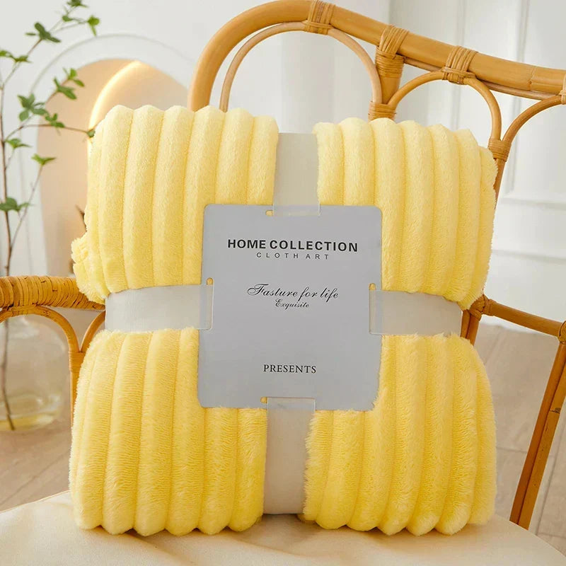 Flanellen fleece deken met brede strepen