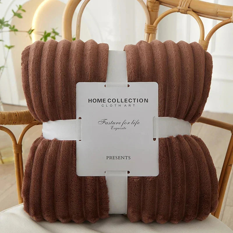 Flanellen fleece deken met brede strepen