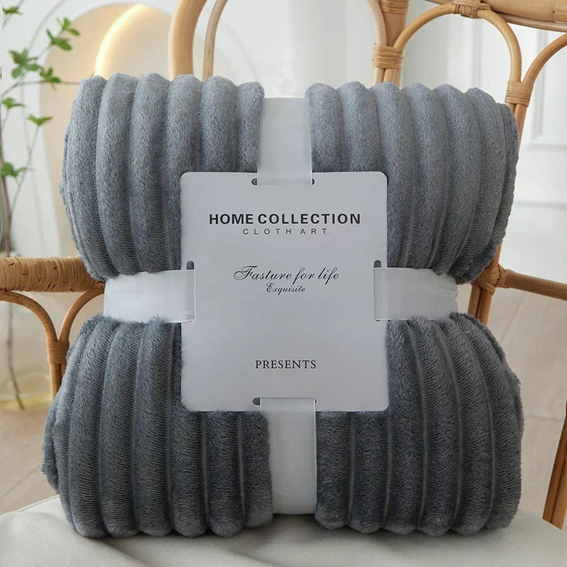 Flanellen fleece deken met brede strepen