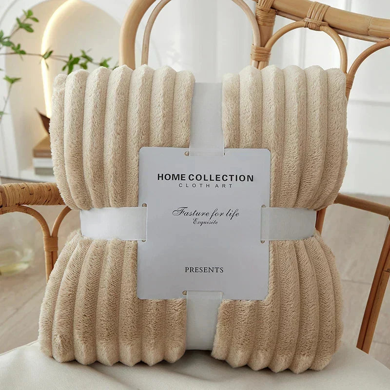 Flanellen fleece deken met brede strepen